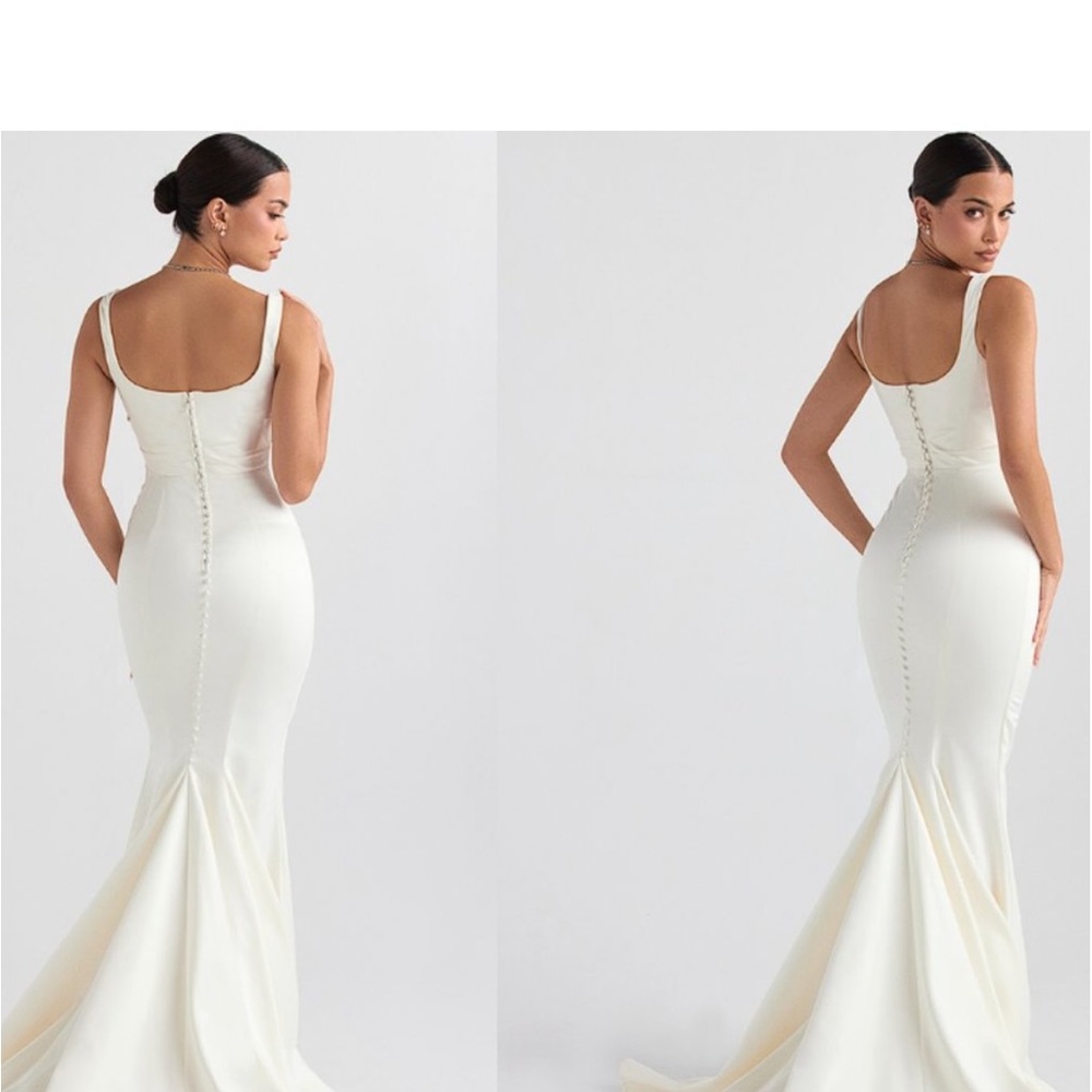 HOUSE OF CB 'Emilie' Off White Satin Mermaid Bridal Gown NWOT